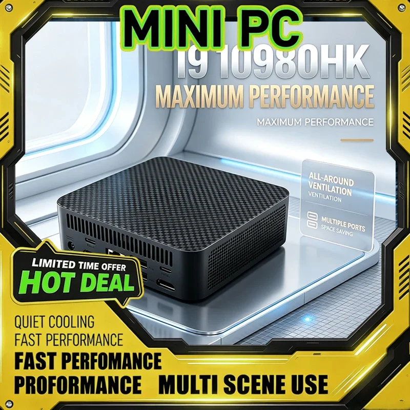 I9 10980HK Mini PC All‑Round Cooling Ventilation Multiple Connection Ports Portable Computer for Business Home Office Work