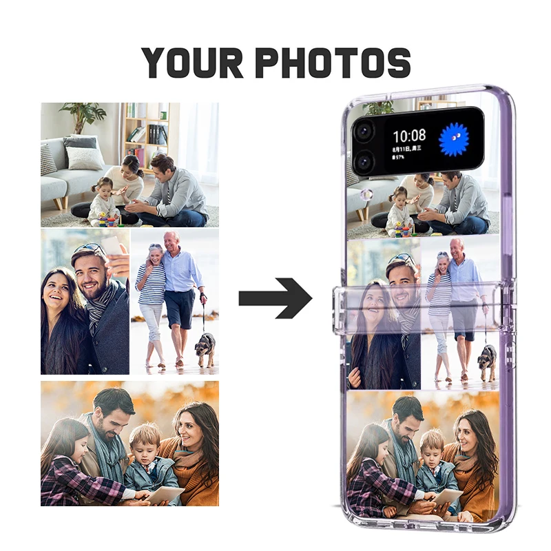 Personalized Customized Photo Folding Phone Case For Samsung Galaxy Z Flip 6 5 4 3 5G Design Picture Name Shockproof Hard Cover