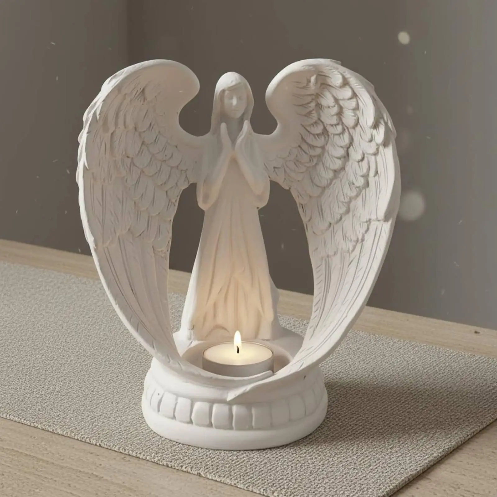 White Resin Angel Statue Nordic design Angel Wing Candle Holder Romantic Atmosphere Candlestick for Wedding, Living Room, Table - view 5