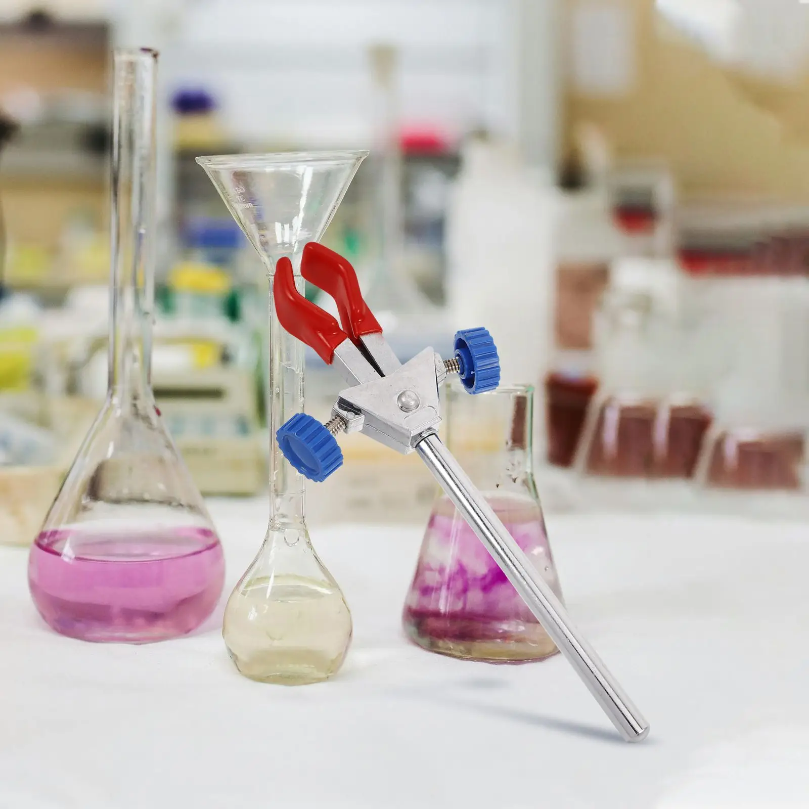 Double PRONG Lab CLAMP ปรับนิ้วมือสไตล์ผู้ถือหลอดทดสอบ Beaker เคมีอุปกรณ์ MountingBracket Lab อุปกรณ์เสริม