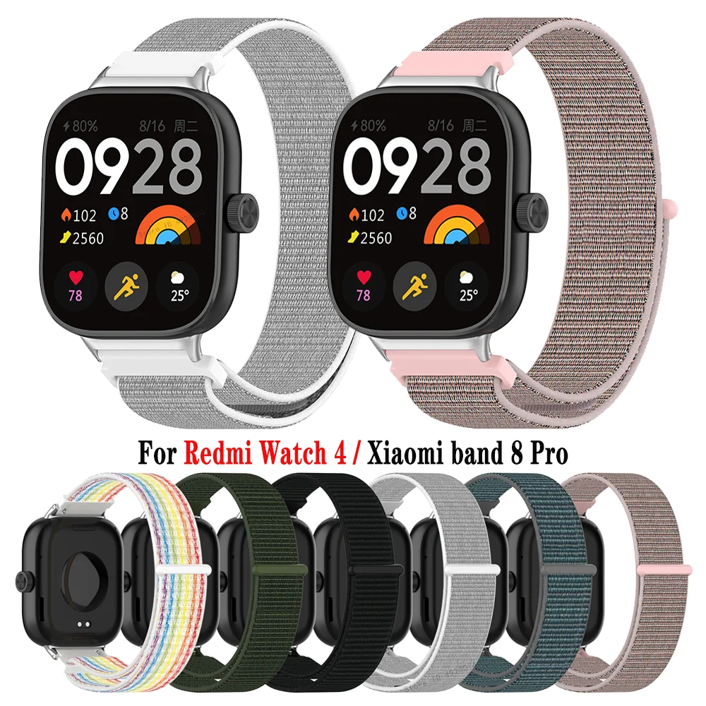 Nylon Loop Strap For Redmi Watch 4 Smart Watch Bracelet Watchband For Xiaomi Mi band 8 Pro Metal Connectors Strap Accessories