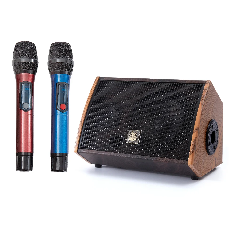 Outdoor Guitar Amplifier Set Active Speaker with Rechargeable Wireless Microphone Set