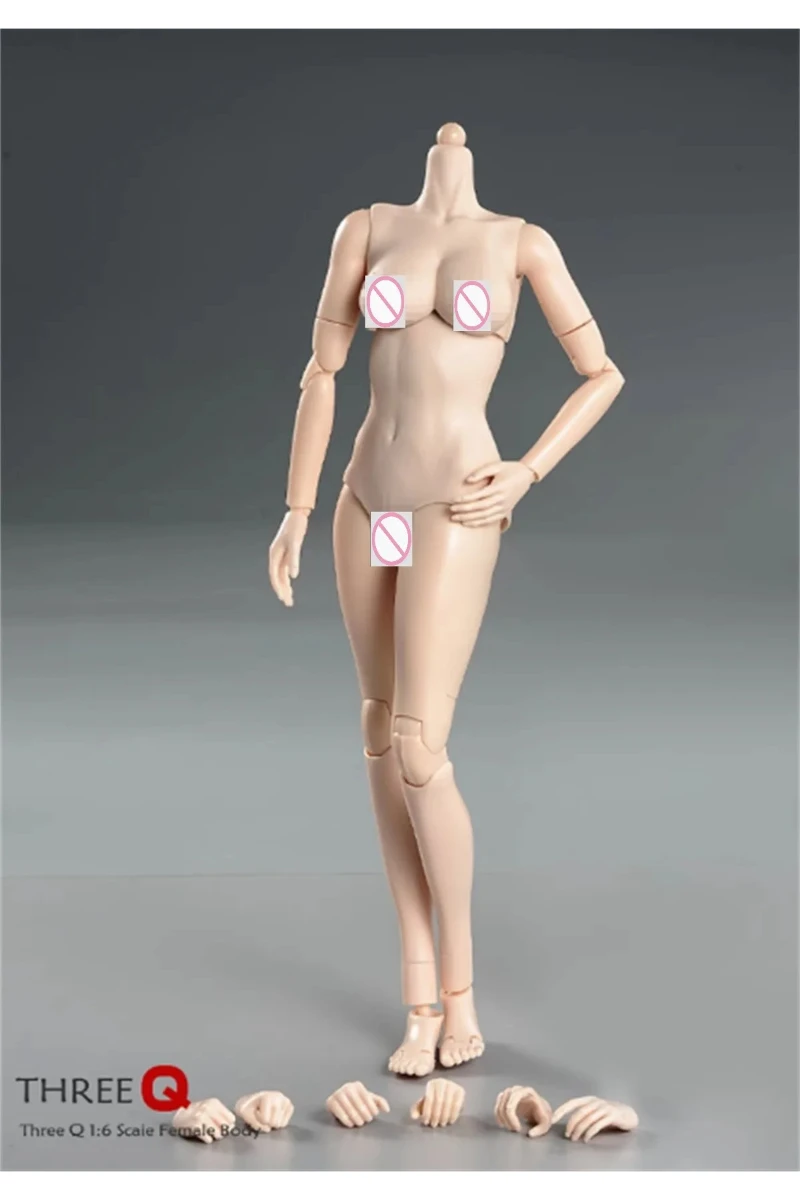 

THREEQ 1/6 Female Suntan White Action Figure Dolls 12"Middle Big Breasts Super Flexible Semi-Silicone Body Fit 1:6 Head Sculpt