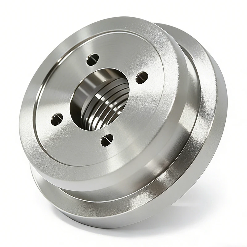 Custom CNC Machined Stainless Steel Flange Pulley Precision Threaded Hole Synchronous Wheel