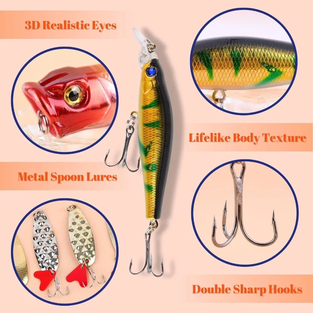 24 Pcs/Set High Quality Diverse Advent Calendar Realistic Unique 24 Days Fishing Tackle Lures Set Durable Xmas Surprise Gift