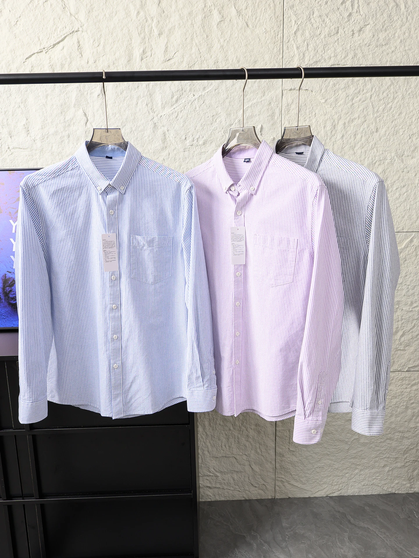 

Quality Series 100% Cotton Oxford Weave Autumn Winter Men's Business Casual Versatile Striped Long Sleeve Shirt Casual Style