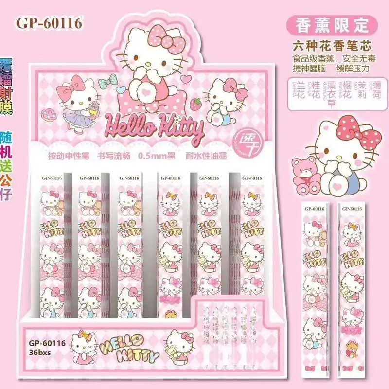 

36pcs Sanrio Hellokitty Series Gel Pen Cartoon 0.5 Black Press Signature Pen Individually Packaged Student Stationery Wholesale