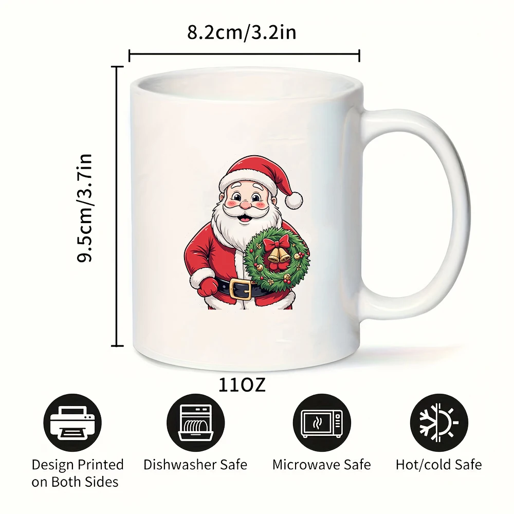 كوب كرتوني سانتا كلوز سعة 11 أونصة + كوب للأطفال + كوب قهوة للمكتب العائلي - هدية عيد الميلاد الأساسية