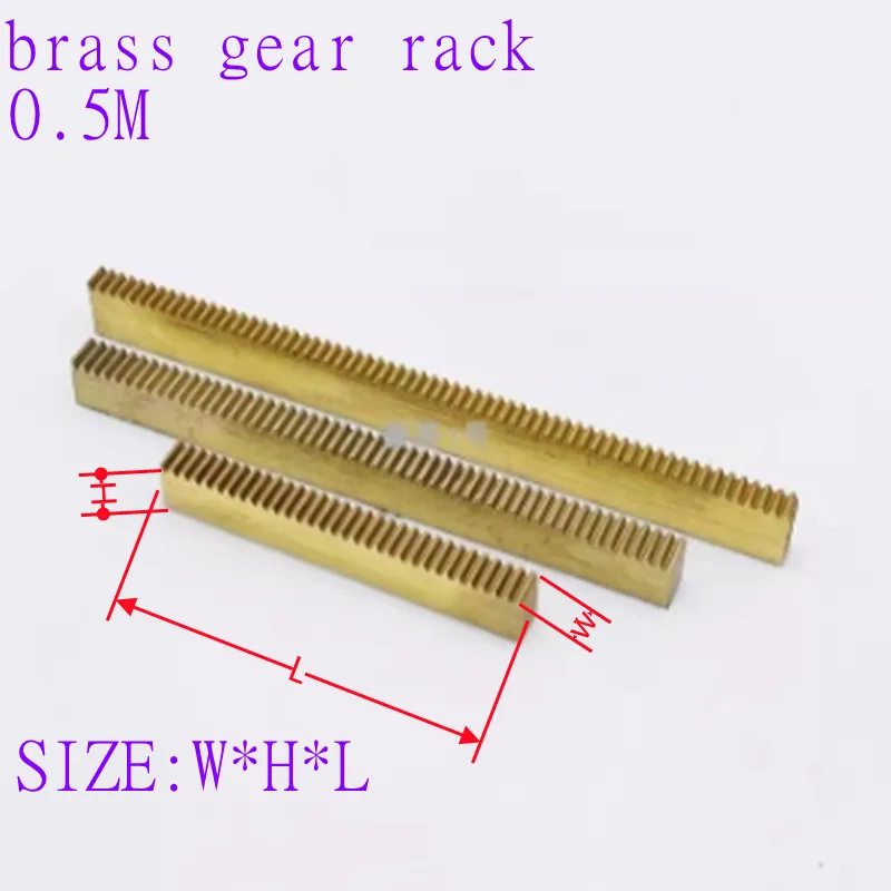 1pc 0.5 modulus 0.5M width 5mm brass rack gear rack transmission length 50 100 150 200 250 300mm