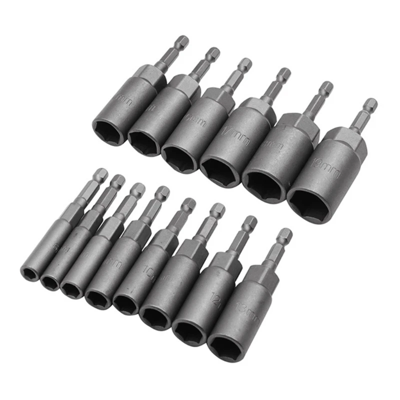 

Impact Socket Adapter 1/4Inch Nut Metric Sockets Socket Extension For Screwdriver Handle Tool Wrench Adapter 6-19mm