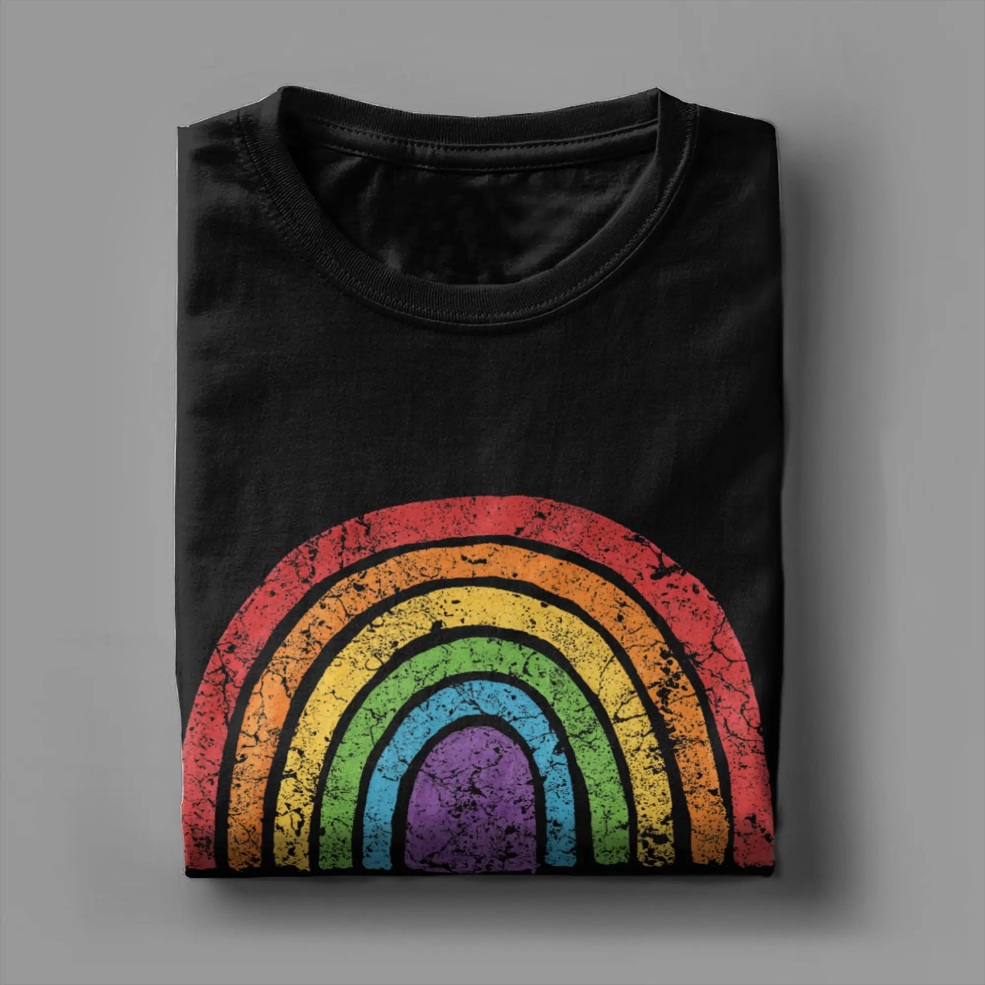 LGBT Pride Rainbow Flag Gay Awareness Ally Vintage Classic Graphic 100% Cotton T-Shirt Tops Tees For Men view 3