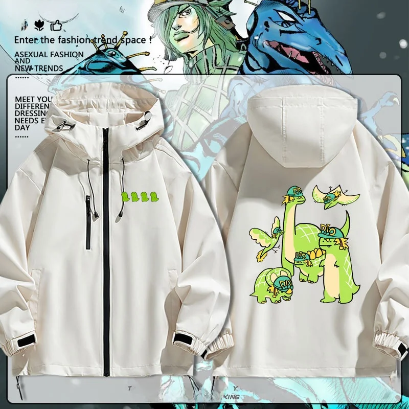 

JOJO Adventure Dinosaur DIO Jaet ex Осенне-зимнее пальто с капюшоном из полиэфирного волокна Modern Sle Youth 2) Верхняя одежда