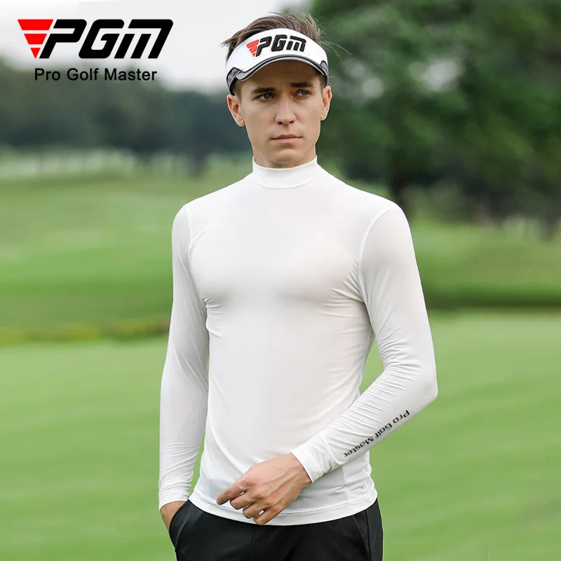 PGM Golf Men's Sunscreen Shirts Ice Silk Long Sleeve UV Protection Cool Breathable High Elastic Sports Training Clothing YF488