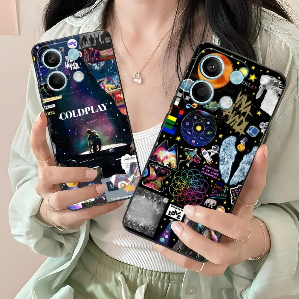 Bonita funda de teléfono C-Coldplay para Xiaomi Redmi Note 14 13 12 11 10 9 S A Pro Plus Lite 5G funda negra de lujo para teléfono inteligente