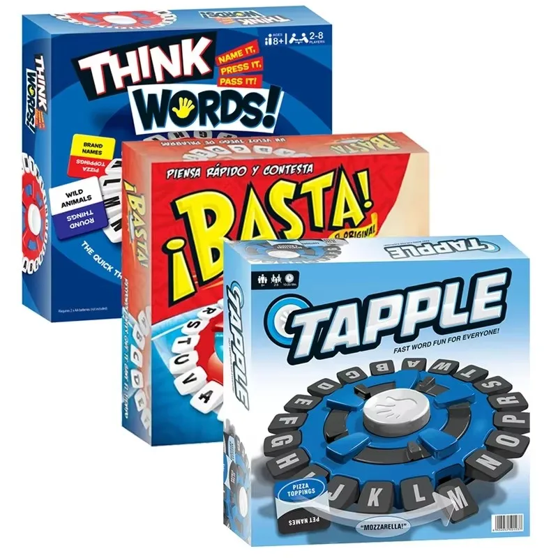 لعبة Basta Think Word Game Fast-Paced Family Tapple Board Game The Quick Thinking Letter الضغط على ألعاب الألغاز للبالغين الإسبانية