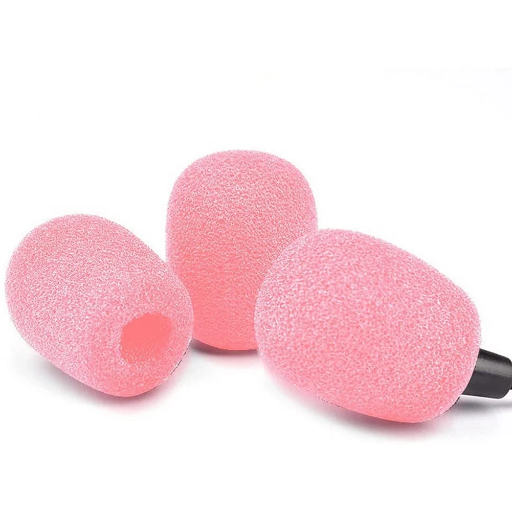 10 Pack Lapel Headset Microphone Windscreen, Microphone Sponge Foam Cover Mini Size Lavalier Microphone Windscreen Pink