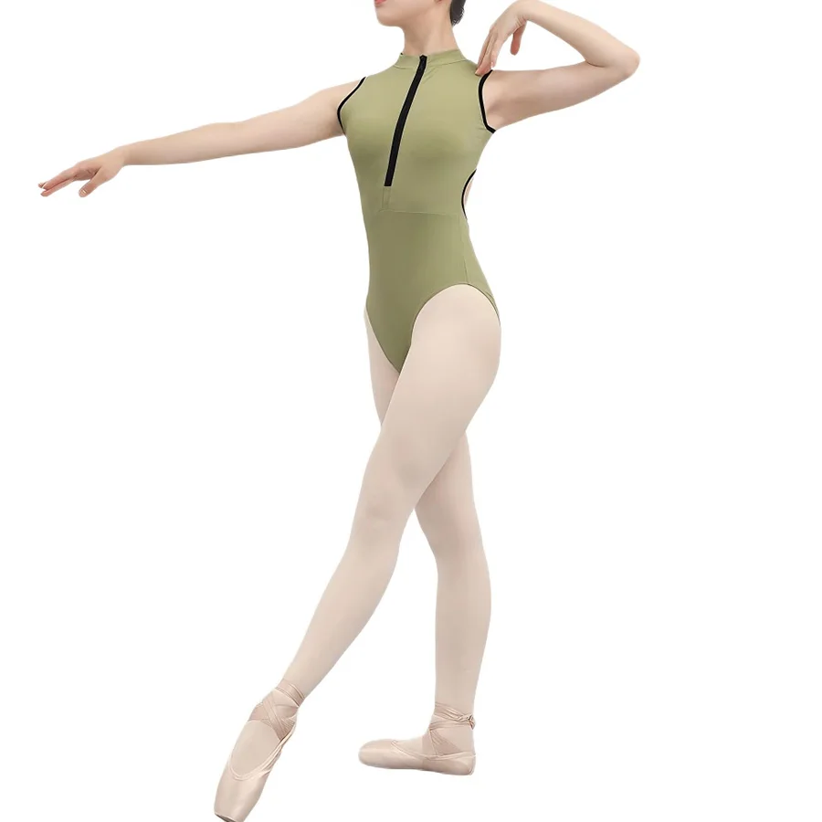 Ballet Leotard for Women Waist Hollow Out Dancewear Gymnastics Leotards Sleeveless Solid Color Bodysuit Adult Dance Clothes