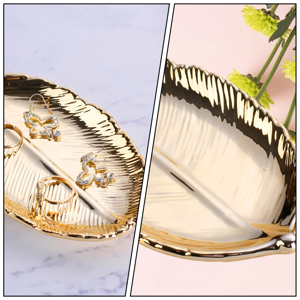 

2Pcs Jewelry Storage Organizer Ceramic Creative Style Jewelry Plate Practical Storage Box Waterproof for Daily Use and Gifts