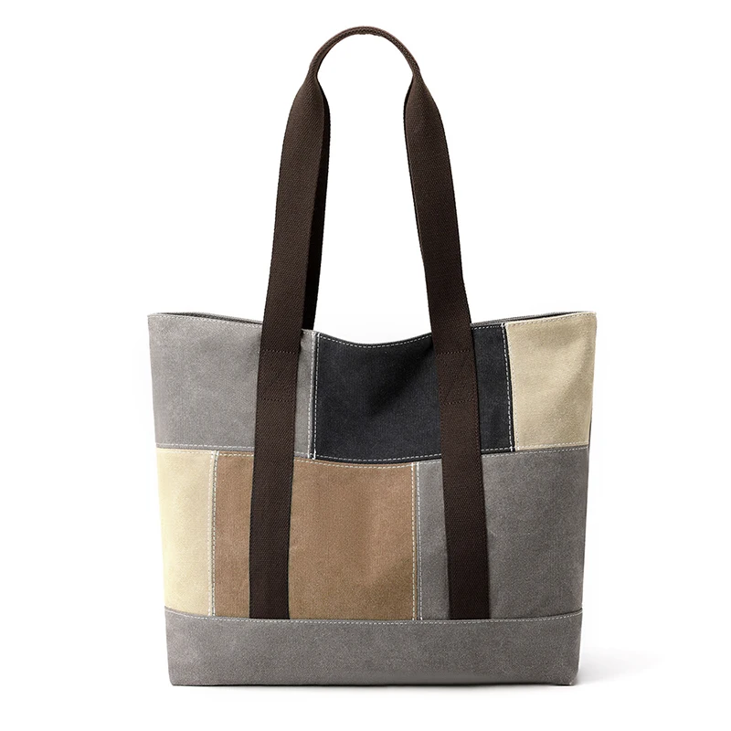 

Women Top-Handle Bags large capacity Female Shoulder bags Handbags Vintage Canvas Patchwork Ladies Tote Shopping Hand Bag