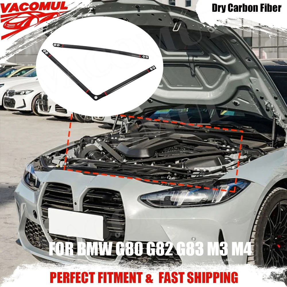 

VACOMUL Dry Carbon Fiber For BMW G80 G82 G83 M3 M4 2021+ Engine Bonnet Hood Strut Brace Tower Bar Car Accessories