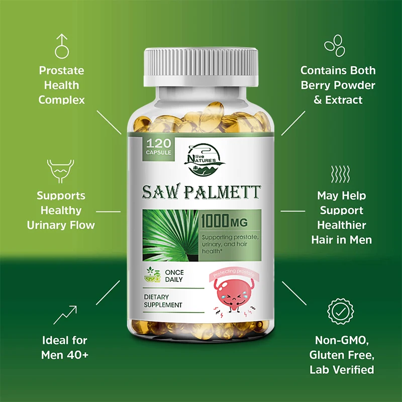 Nature’s live Saw Palmetto Extract 1000mg | 120 Capsules | Prostate Supplement | For Adult