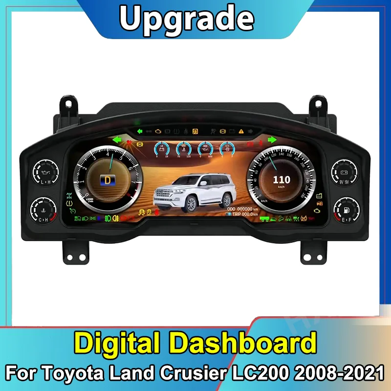 

Автомобильный ЖК-цифровой кластер с виртуальной кабиной SpeedMeter Dash Carplay для Toyota Land Crusier LC200 08-21, экран прибора, панель