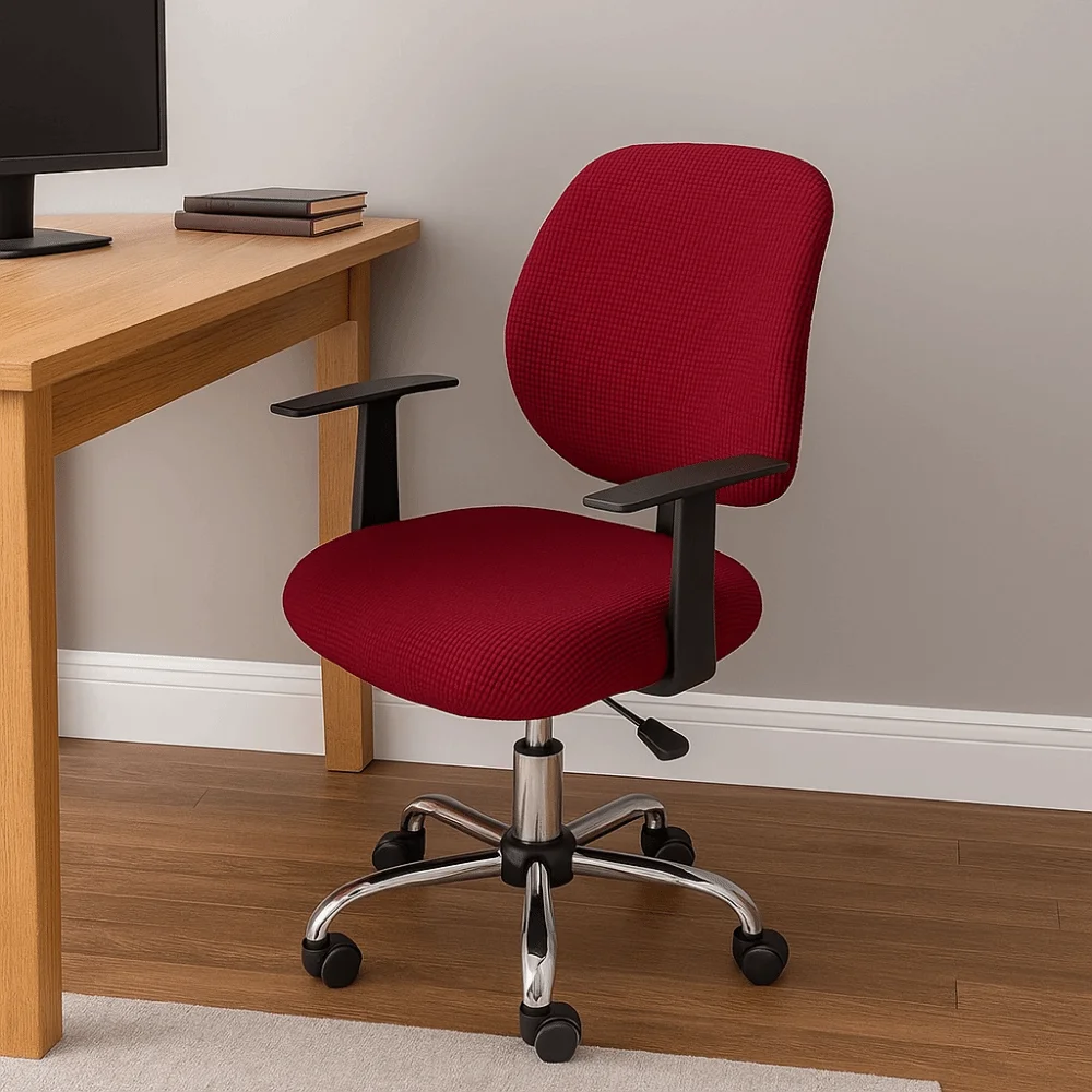 Corn Grain Computer Split Seat Cover Thicken Solid Color Chair Seat Covers Dustproof Removable Rotary Chair Protection for Home