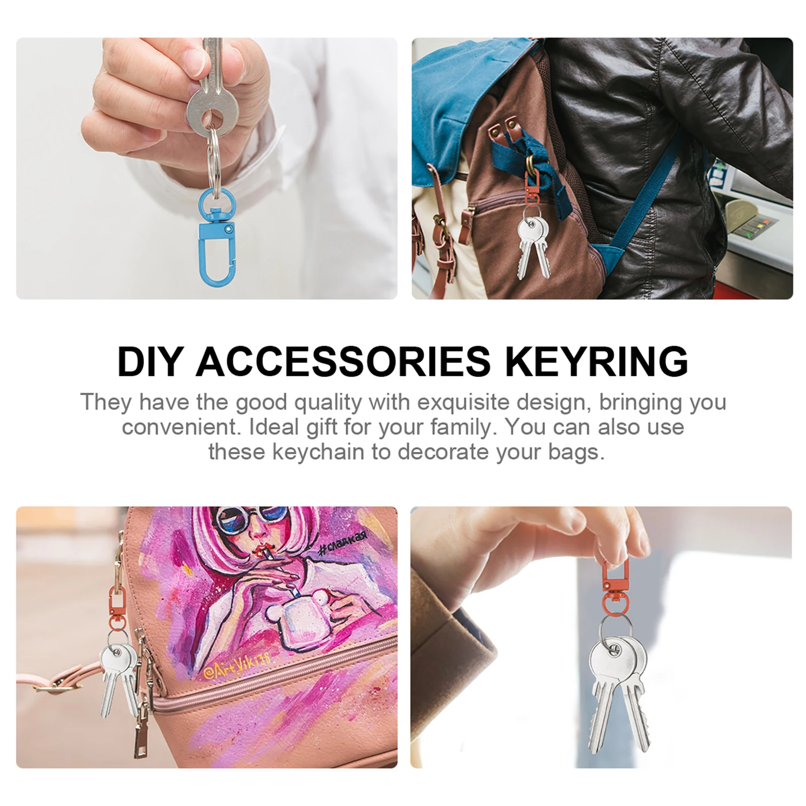 

36pcs Alloy Key Chains Diy Keyring Accessories Rotating Metal Key Rings Durable Compact Lightweight Classic Design Bag Pendant