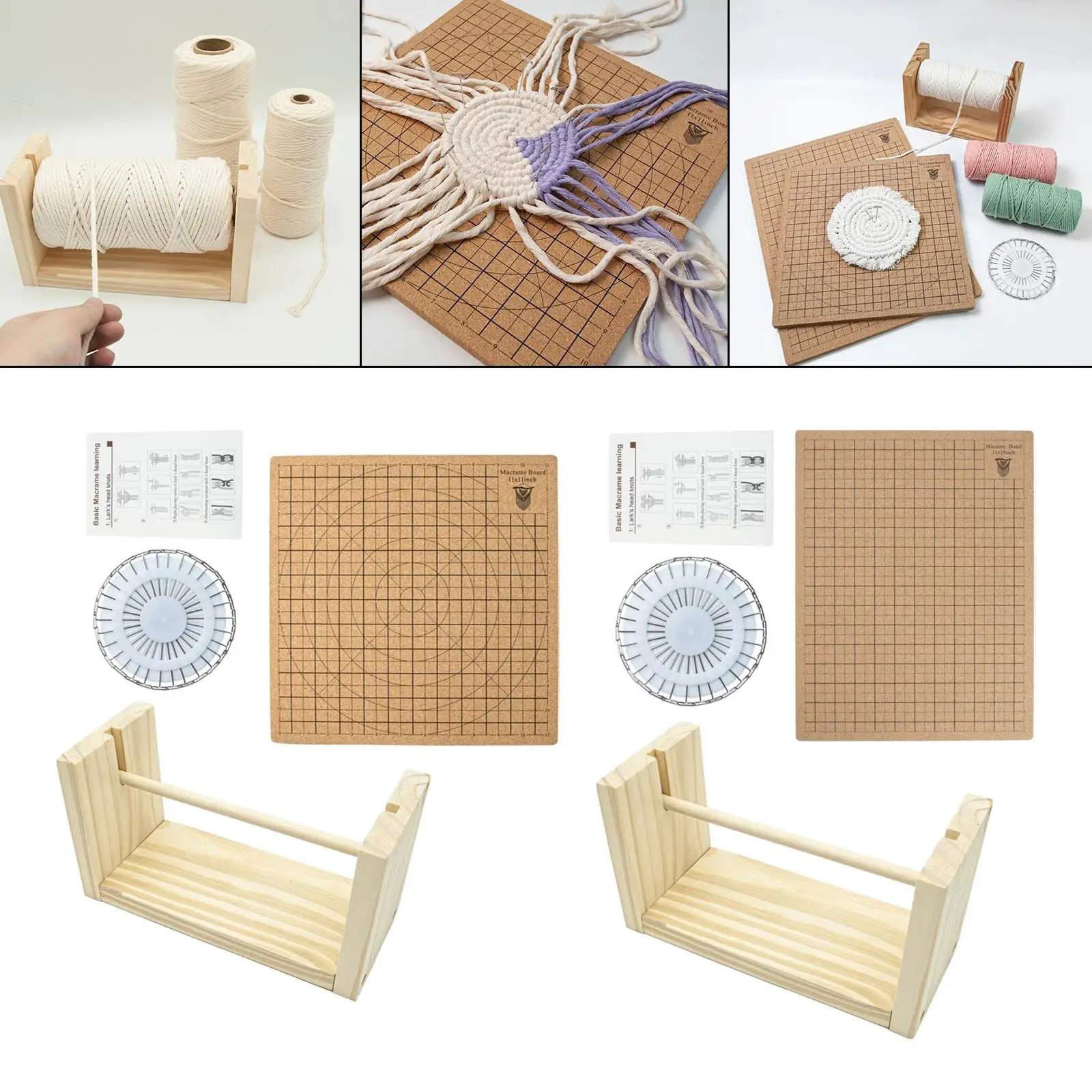 Macrame Board with Pins Macrame Project Board with Grids Braiding BoardReusable Macrame Cork Board view 4