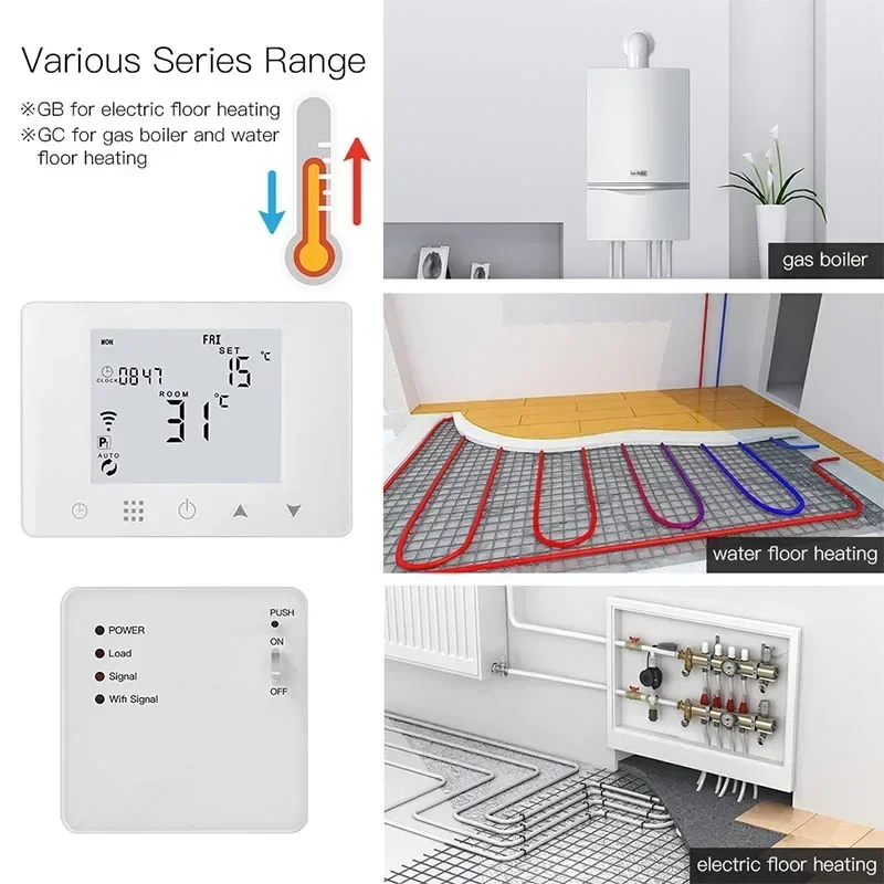 Imagem -05 - Wifi Inteligente Termostato Parede-pendurado Underfloor Caldeira de Gás Água Aquecimento Elétrico Controlador de Temperatura Tuya Alexa Google Casa Inteligente