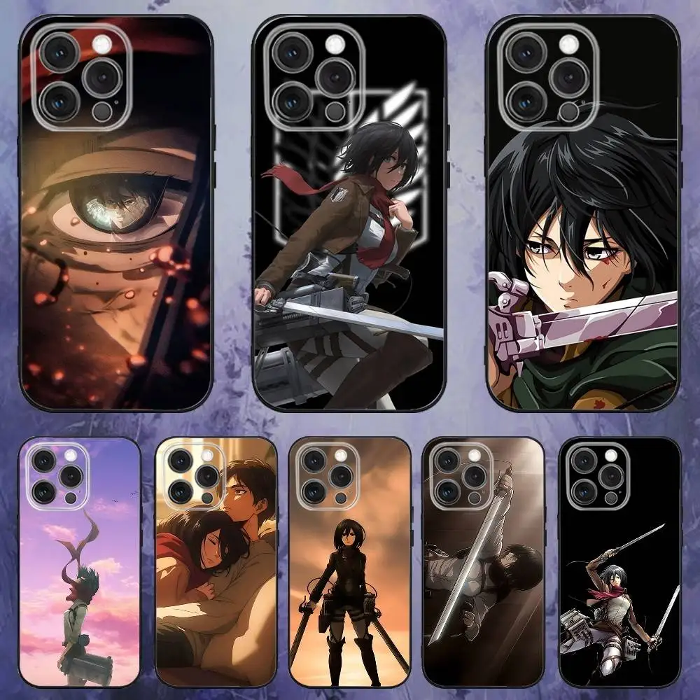 

A-Attack on T-Titan M-Mikasa Phone Case For iPhone 17,16,15,14,13,12,Pro,Max,Plus,E,SE4,Air,Mini Black Soft Box