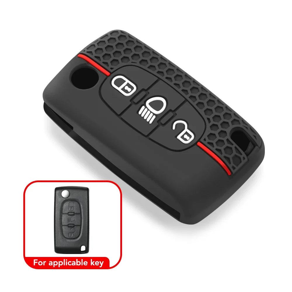 Silicone Car Key Cover For Citroen C5 X7 C4 Picasso Cactus Berlingo C3 Xsara C6 C8 C5 Exclusive Folding 3Button Case Protection