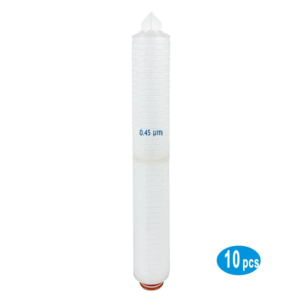 

10 PCS of 0.45 µm Submicron Pleated Membrane Filter Cartridges 20", 222 O'Ring Design&Bayonet, Polypropylene Micro fiber Media