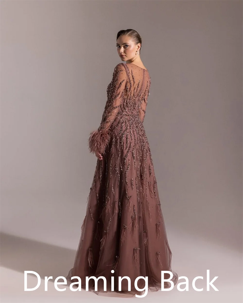 Customized Exquisite pure Organza Celebrity Gowns Luxury Scoop Sequined Feathers Crystal Mermaid Zipper Back Homecoming Dress image 4
