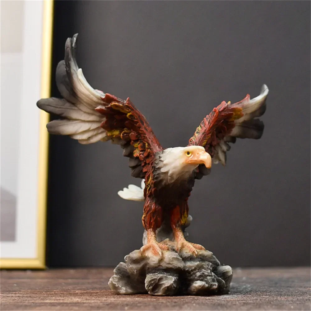 Eagle Statue Resin Animal Ornament Color/Gold Falcon Sculpture Home Decoration Crafts Office Figurines Desktop Accessories Gift view 2