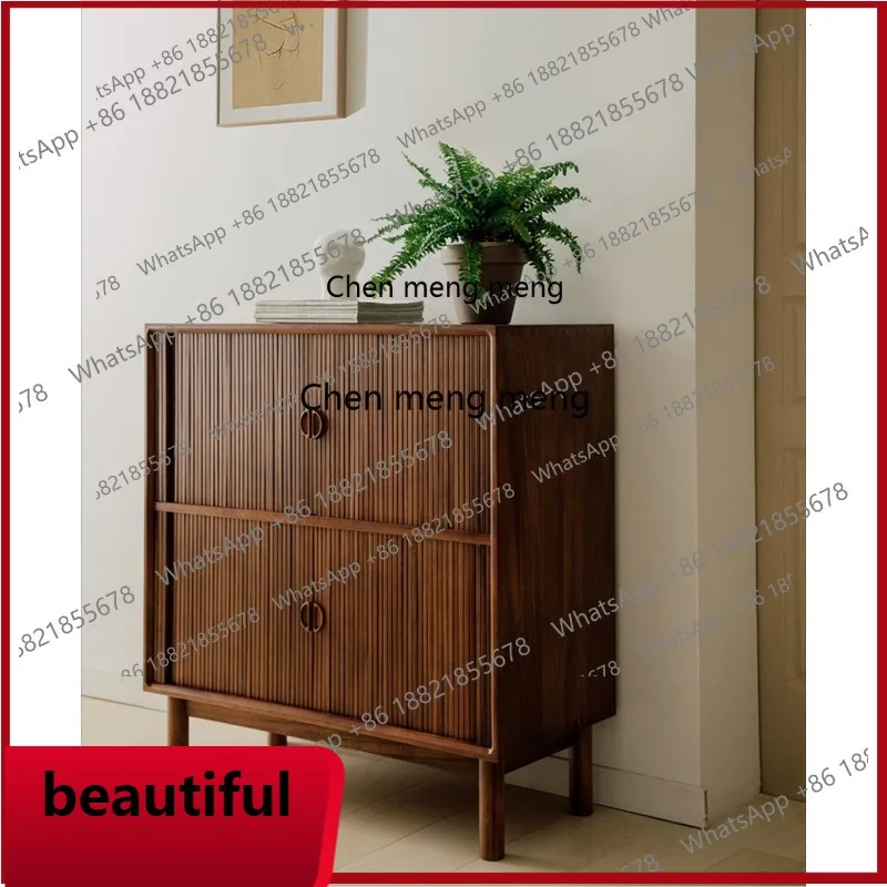 

X Solid wood dining side cabinet teak rolling shutter sliding door edge, storage, storage, entrance cabinet