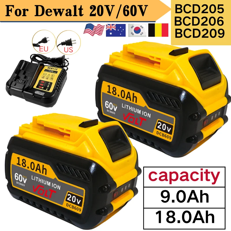 For DEWALT DCB609 60V 9.0-18.0Ah MAX Gompatible DCB609 DCB547-XJ DCB200 DCB201 DCB609 DCB182,DCB204 for flexvolt 60v max Battery