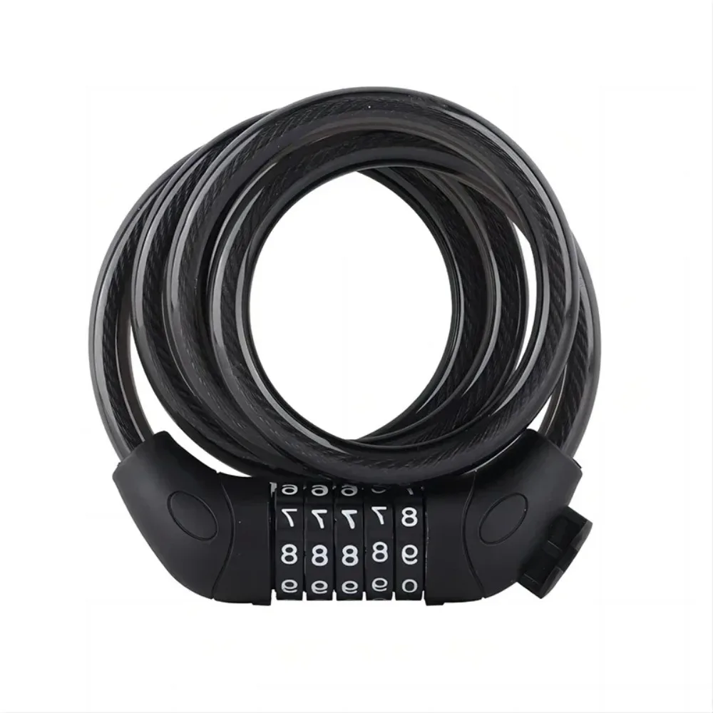 Five digit password bicycle lock anti theft steel cable lock for mountain road bike riding security use
