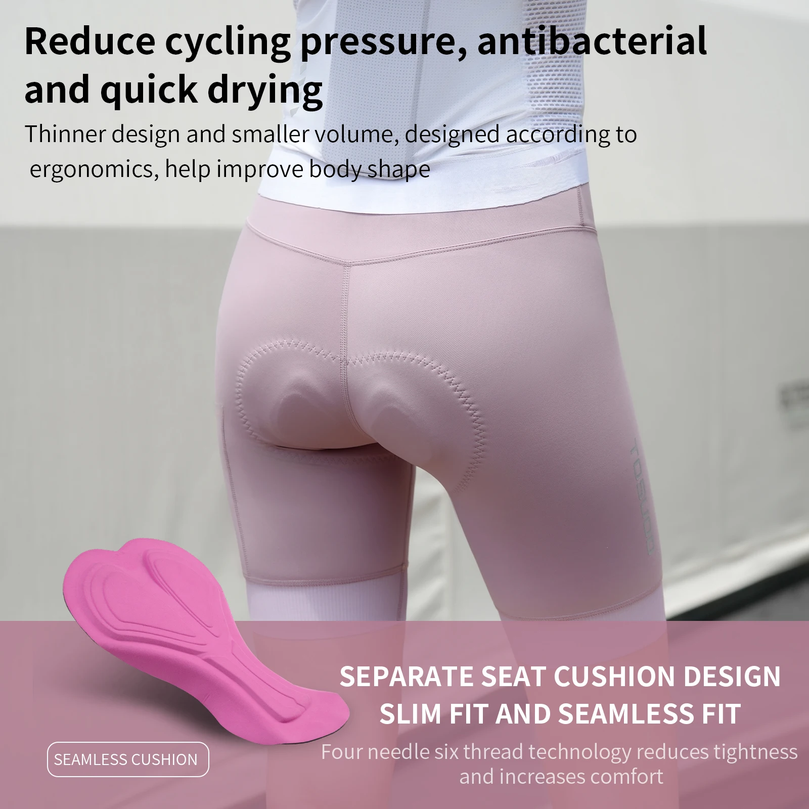 TOSUOD Damen 3D-gepolsterte Fahrradshorts mit Seitentaschen-Design, atmungsaktive Radhose für den Sommer im Freien – Detail 14