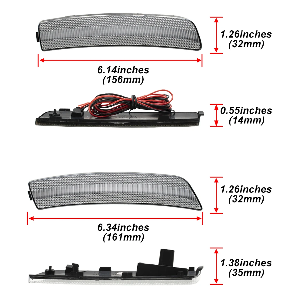 4PCs For Ford Mustang Mach-E 2021 2022 2023 2024+ Bumper LED F&R Fender Side Marker Lights Parking Turn Signal Reflector Lamps