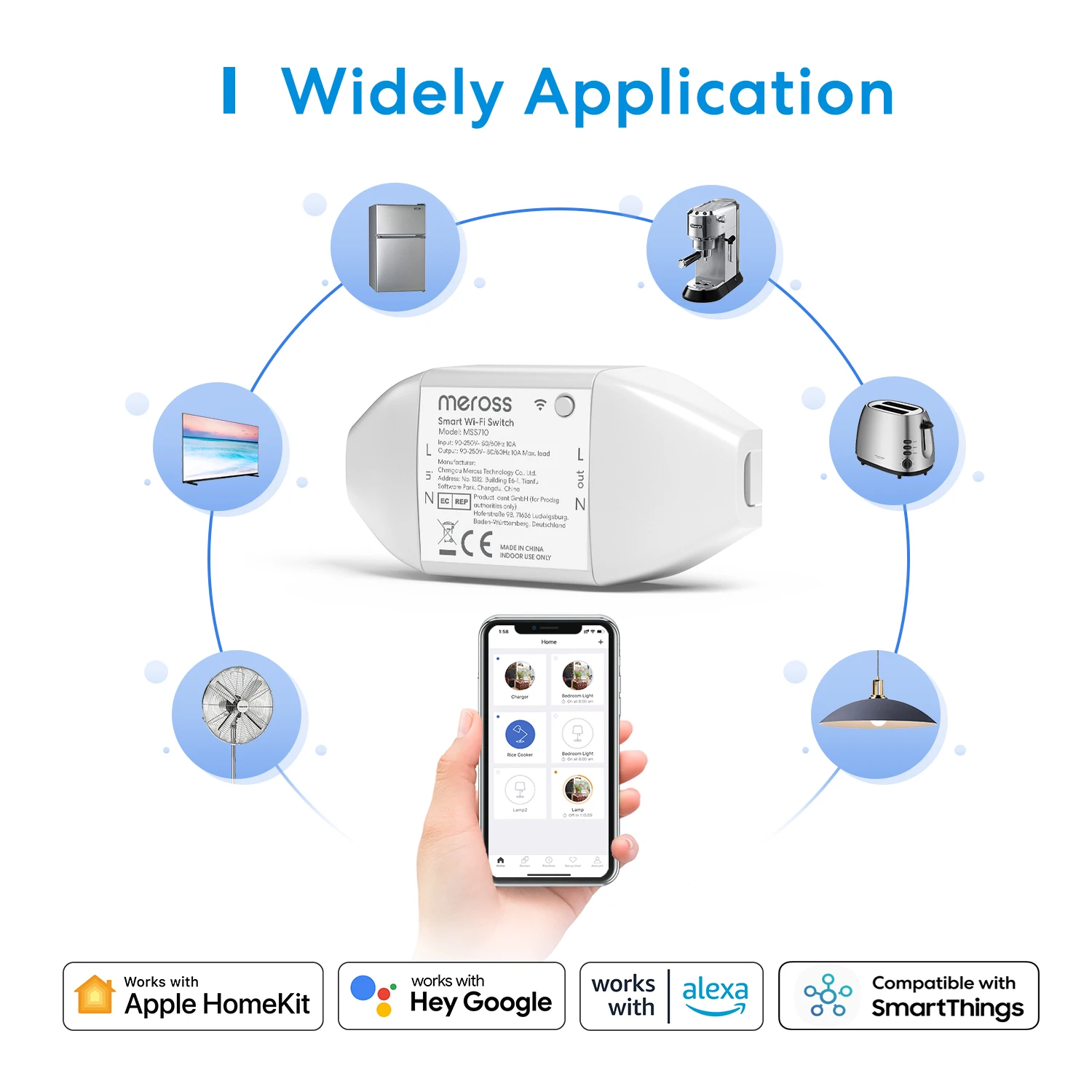 Meross homekit chytrý WIFI spínač, chytrý DIY spínač, pracovat s homekit, siri, alexa, google asistent a smartthings