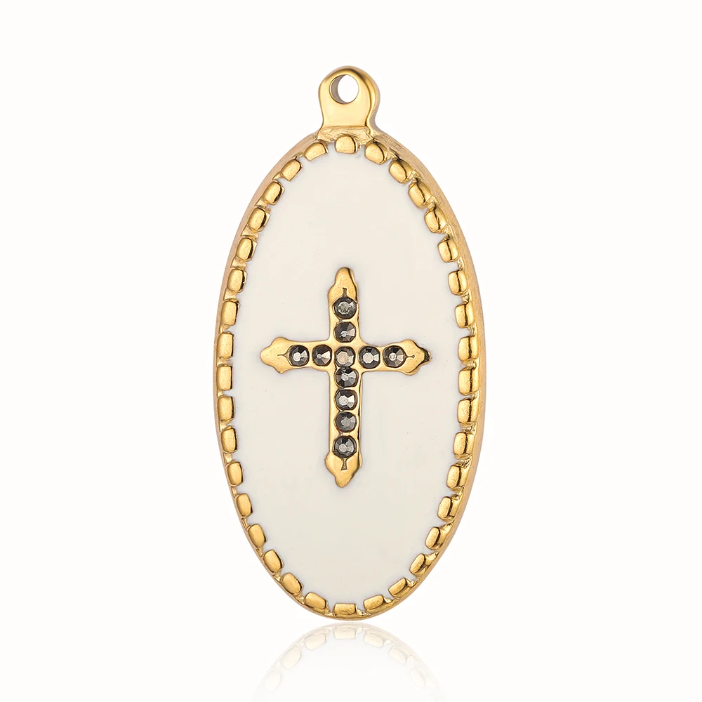 3Pcs/Lot Stainless Steel Rhinestone Charms Cross Pendants  For DIY  Making  Bracelet Necklace Jewelry