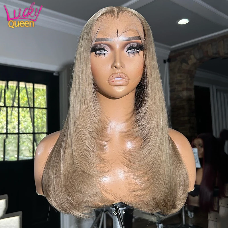 Ash Blonde 13X4 Bob Wig Transparent Lace Front Human Hair Wig Straight Short Bob 8-16 Inches Frontal Wig Pre Plucked Hairline