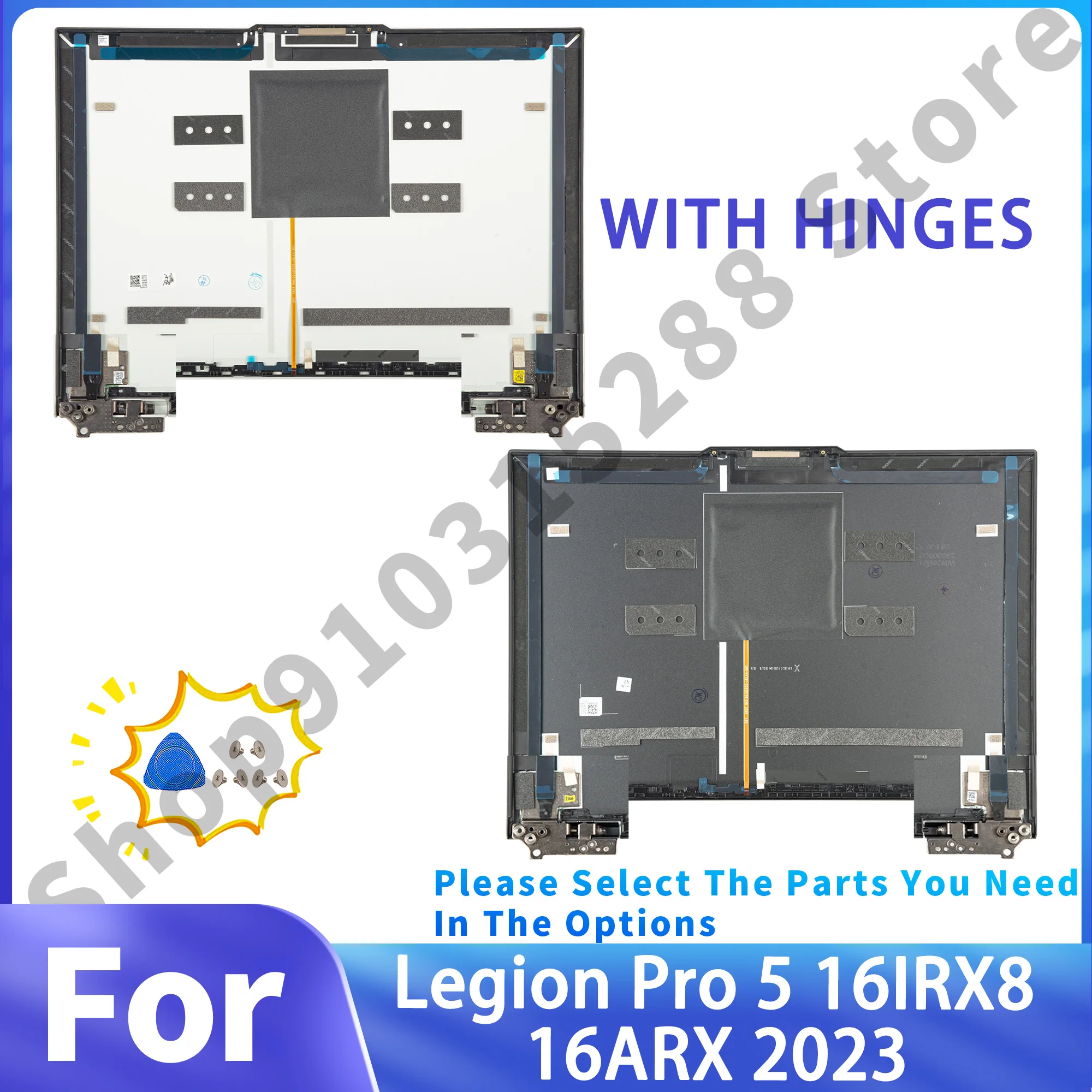 

Rear Top Lid For Legion Pro 5 16ARX8 16IRX8 Y9000P R9000P 2023 Metal Back Cover+Hinges With Screws Repair Gray/White A cover