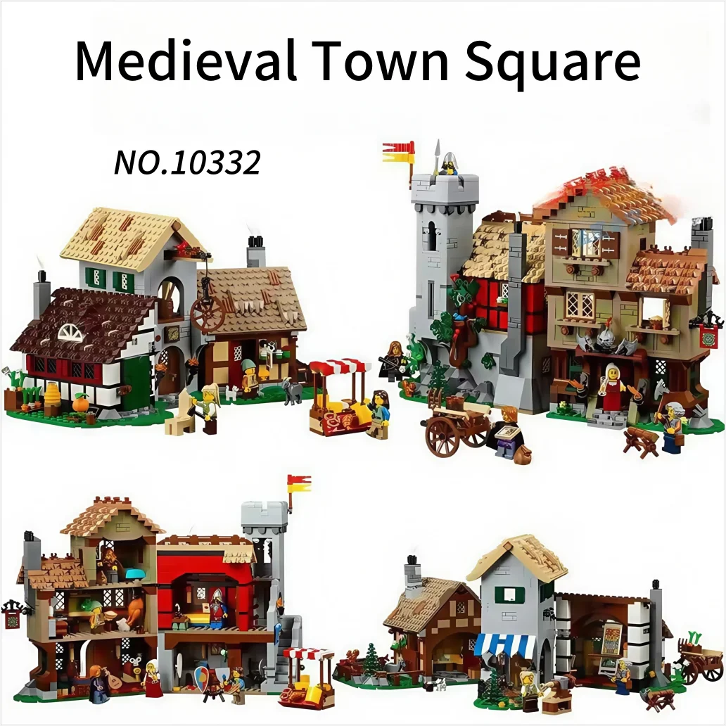 3304 Stück 10332 Creator-Serie, mittelalterliche Stadt, quadratisches Schloss, Stadt-Sets, mittelalterliches Felsa-Dorf, Architektur, Manor-Modell, Kindergeschenk