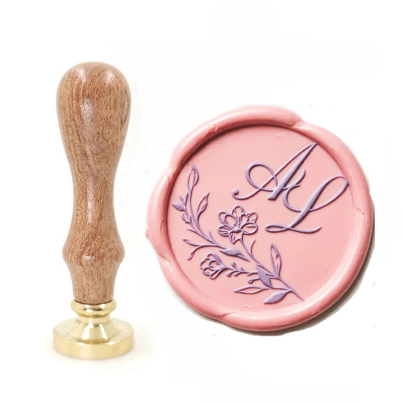 

Customized wax seal Stamp Vintage wedding stamp 2 initials Floral design,Reusable personal stamp for DIY Wedding Invitation
