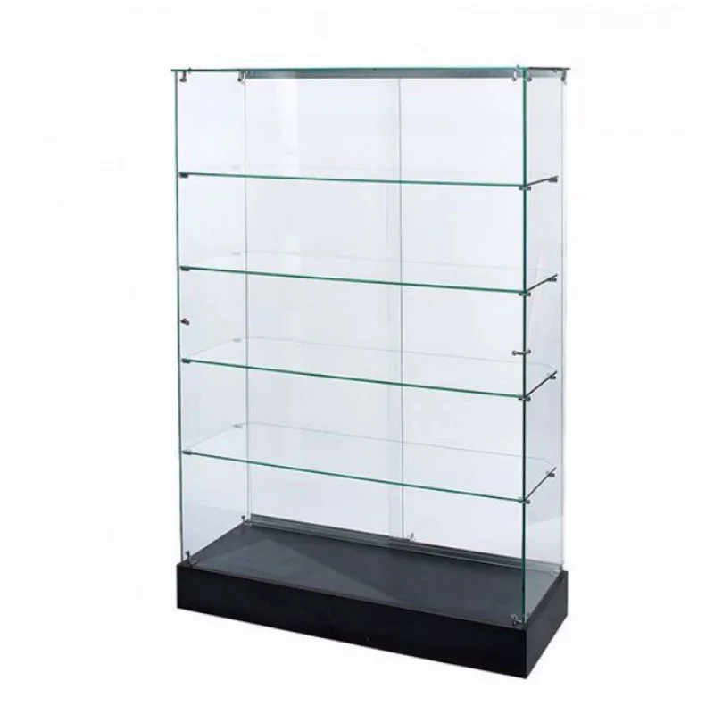 

custom.Economy Frameless Glass Display with Lock and Black Base Glass Wall Showcase for Smoke Shop