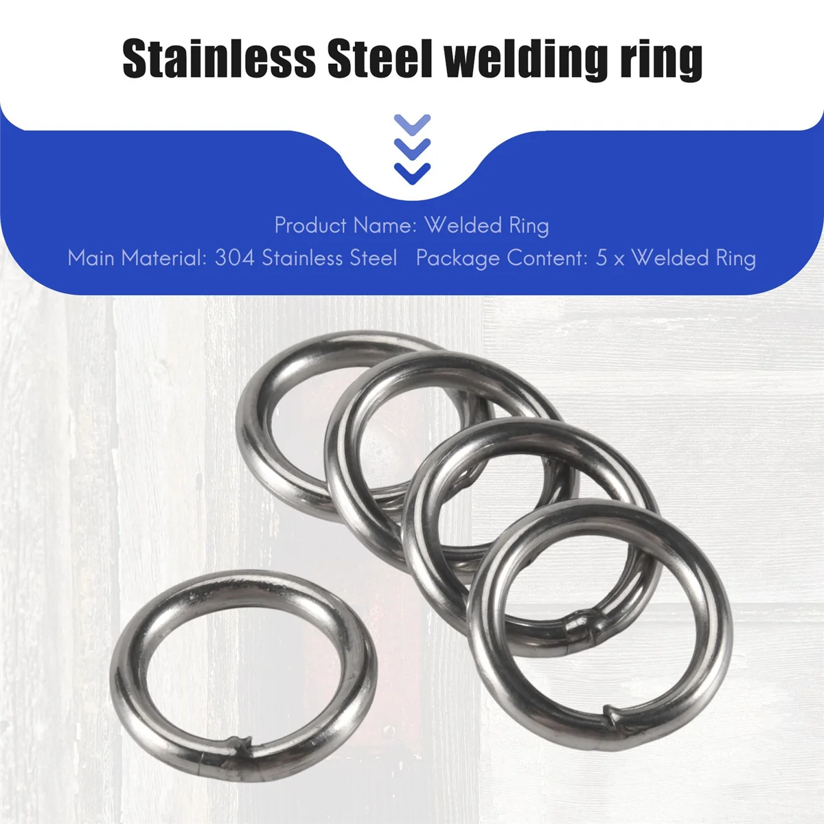 X11AA 20mm x 3mm Stainless Steel Webbing Strapping Welded O Rings 5 Pcs