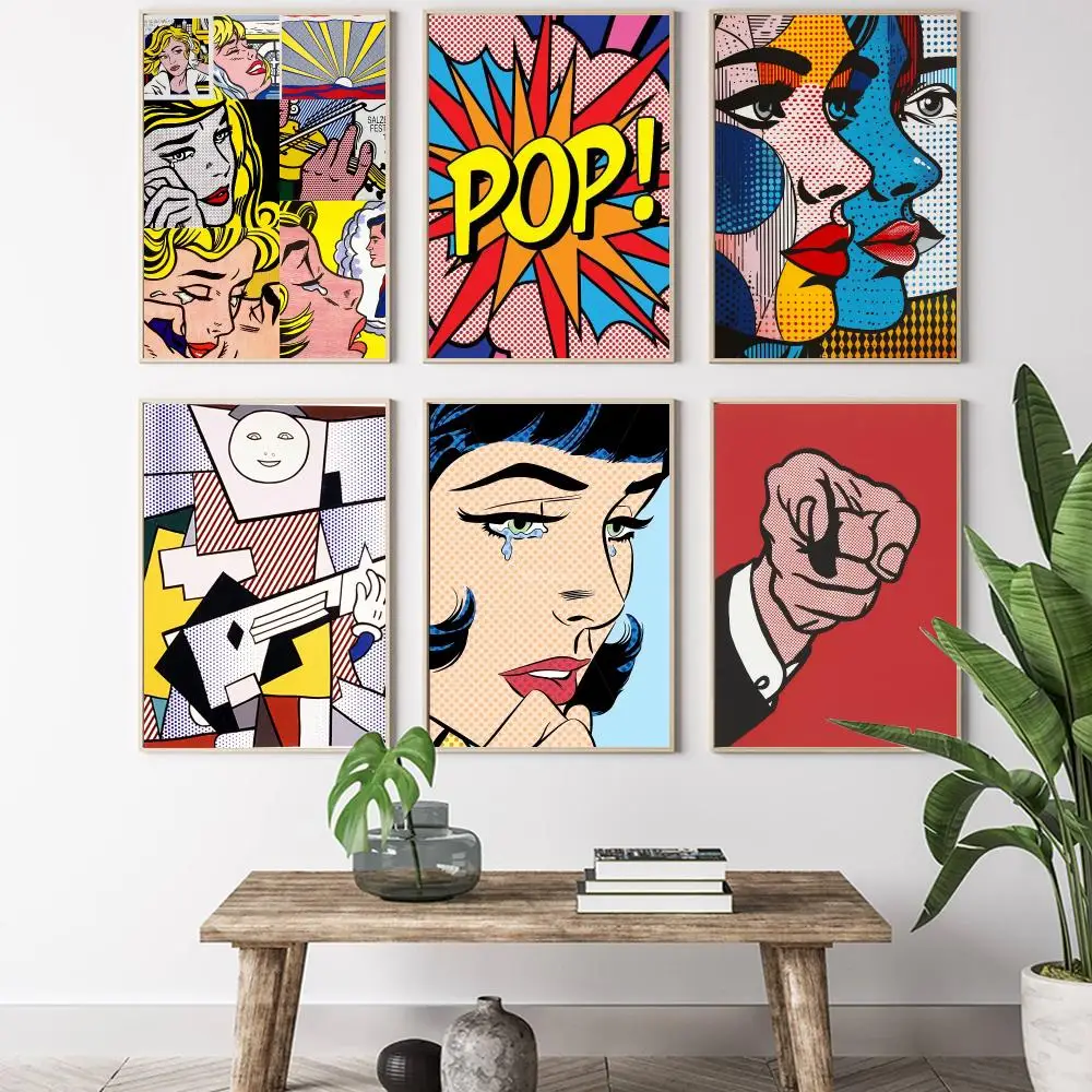 R-Roy Lichtenstein Pop Art Classic Movie Painting Calligraphy HD Canvas Poster living room bedroom bar aesthetic decoration
