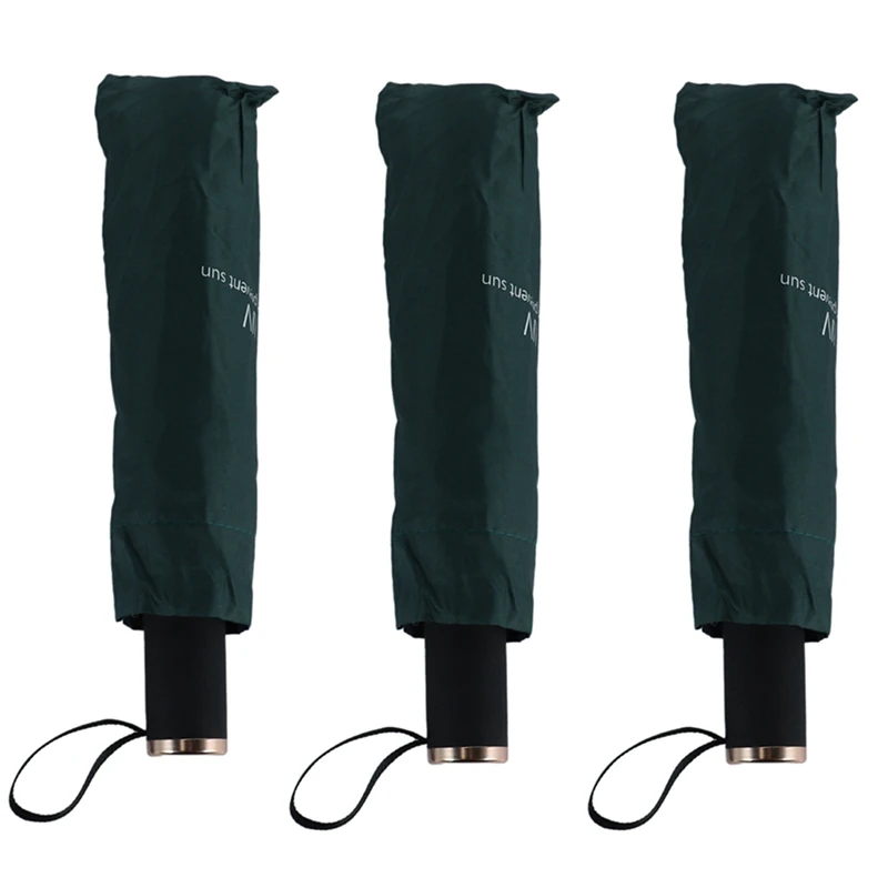 

3X UV Clear Umbrella Three Fold Thickened Black Glue Sunscreen Sun Umbrella Nine Plywood Parasol Green